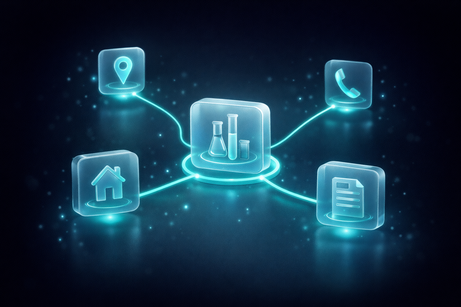 3D illustration of the Testify healthcare marketplace network